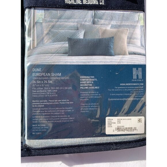 Highline Bedding Co Dune Blue Sea Glass Euro Pillow Sham Set Of Two - Picture 5 of 6